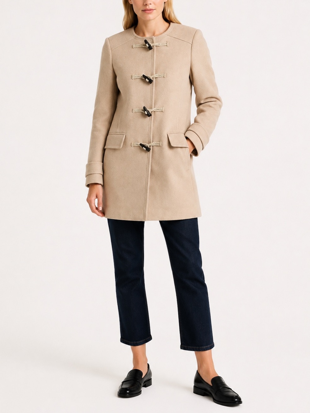 J.Crew Italian Wool Toggle Coat Beige Petite 6 Classic Duffle Coat No Hood